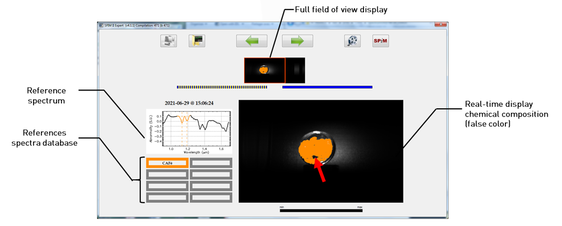 Screenshot of the hyperspectral imaging software used for the experiments.